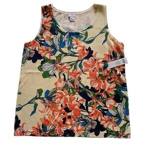 NWT Chico’s Floral Buttercream The Everyday Tank Sweater Sleeveless Size Small